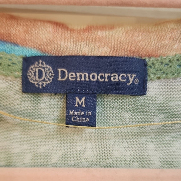 NWT Democracy Multicolor Striped V-Neck Tee - Picture 2 of 5